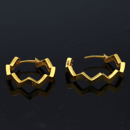 Gold Zigzag Hoop Earrings 21KT - FKJERN21KM10857