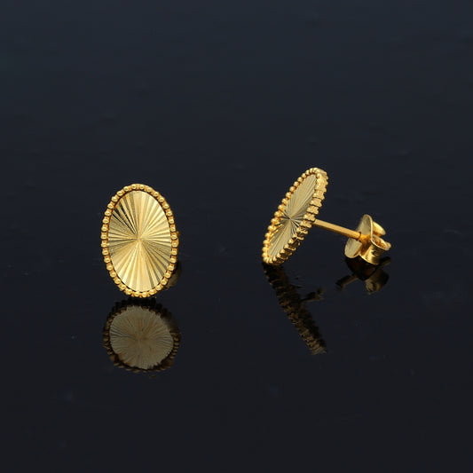 Gold Retro Oval Shine Earrings 21KT - FKJERN21KM10862