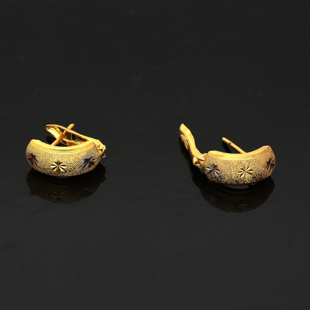 Gold Tri-Tone Star Earrings 21KT - FKJERN21KM10863