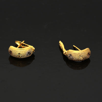 Gold Tri-Tone Star Earrings 21KT - FKJERN21KM10863