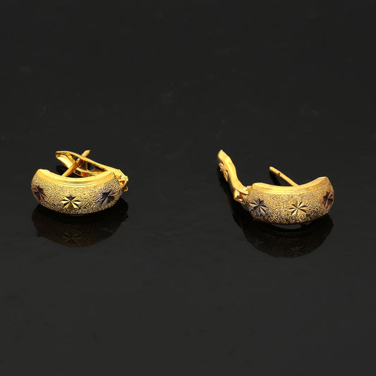 Gold Tri-Tone Star Earrings 21KT - FKJERN21KM10863