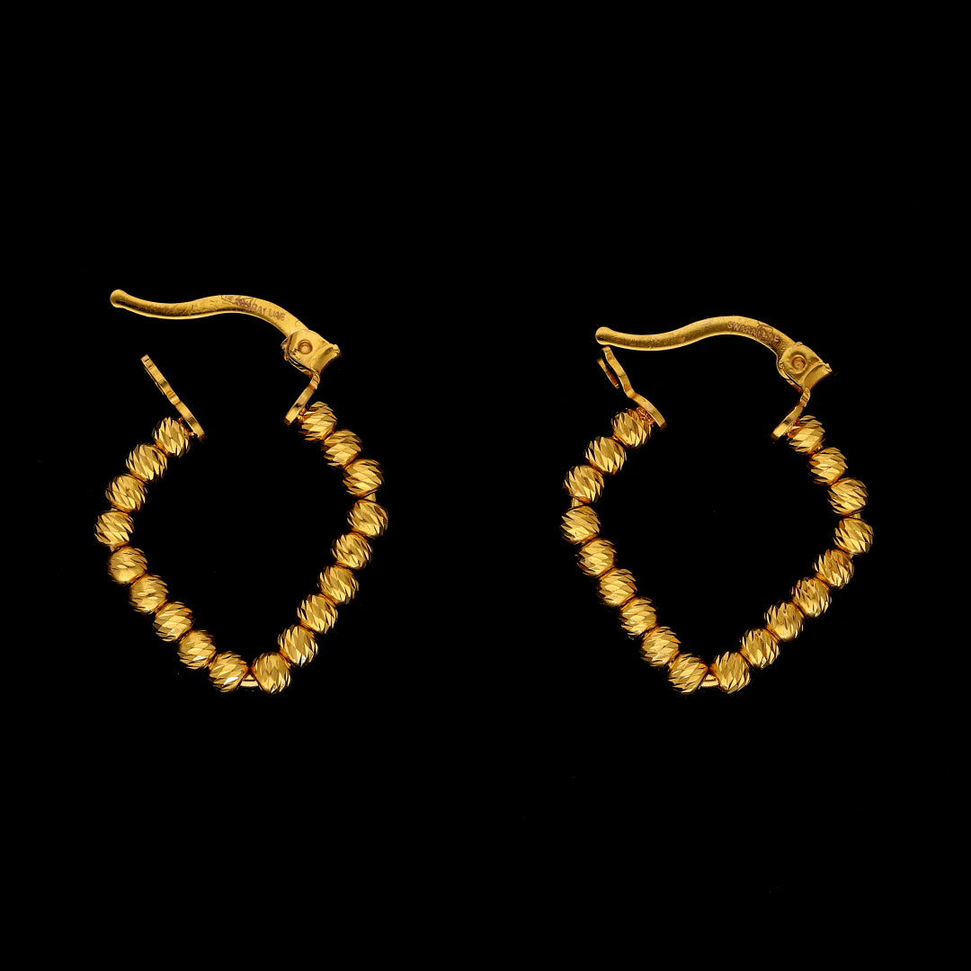 Gold Bead Loop Earrings 21KT - FKJERN21KM10864