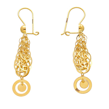 Gold Dangle Circle Earrings 21KT - FKJERN21KM10915