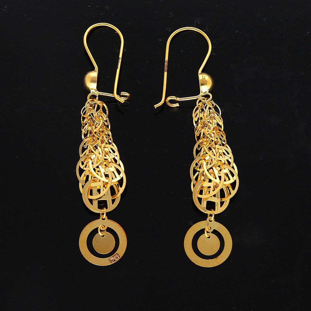 Gold Dangle Circle Earrings 21KT - FKJERN21KM10915