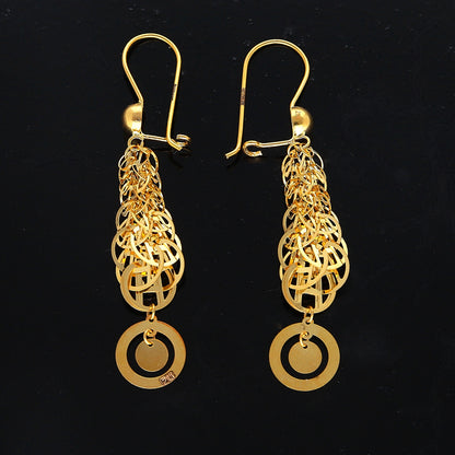 Gold Dangle Circle Earrings 21KT - FKJERN21KM10915