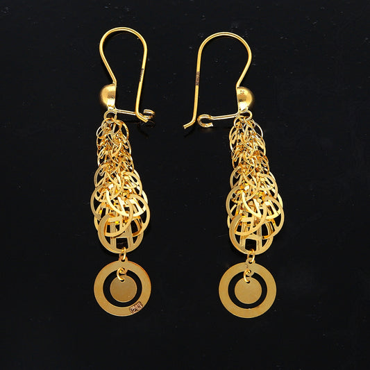 Gold Dangle Circle Earrings 21KT - FKJERN21KM10915