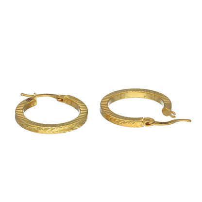 Gold Textured Hoop Earrings 21KT - FKJERN21KM11262