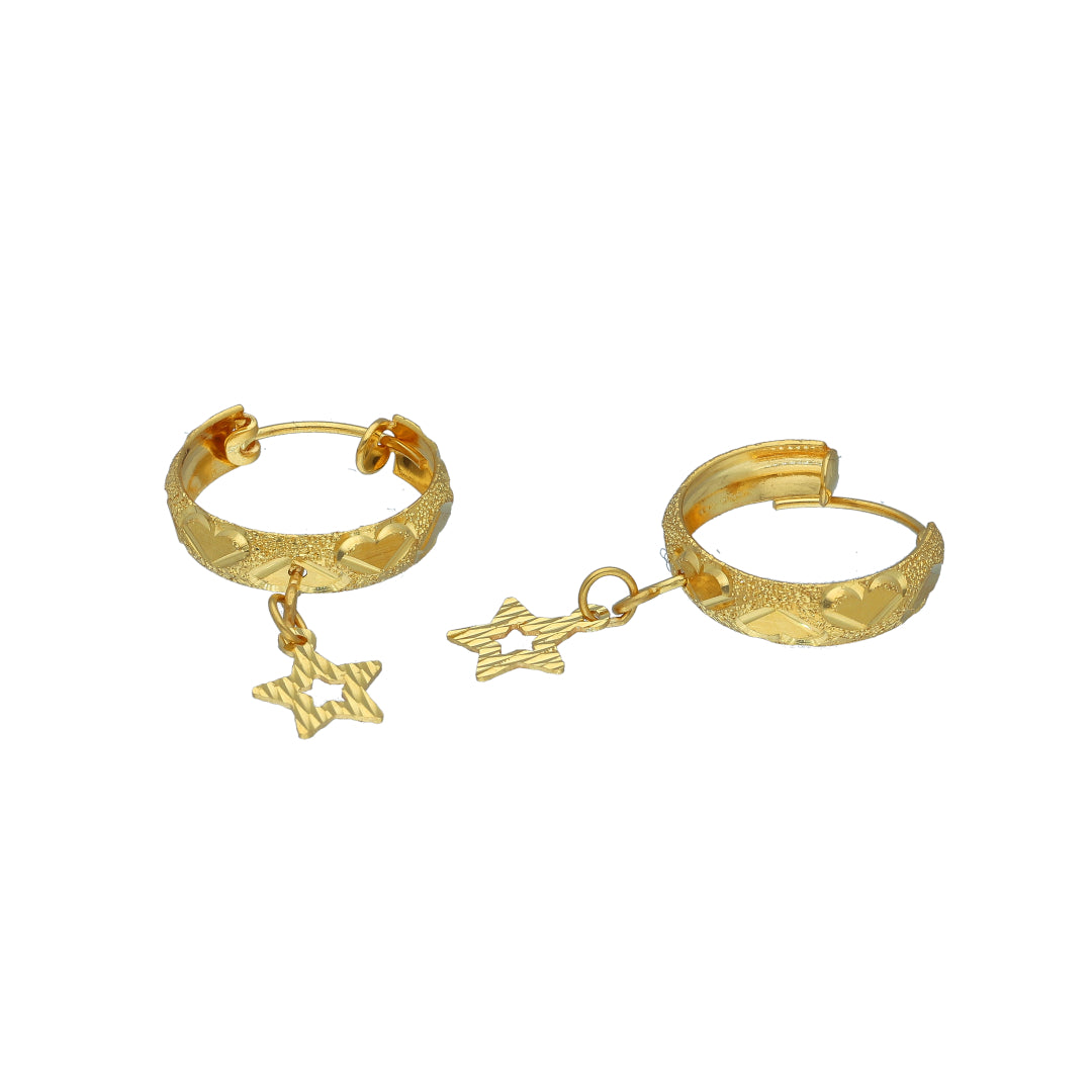 Gold Hanging Star Earrings 21KT - FKJERN21KM11263