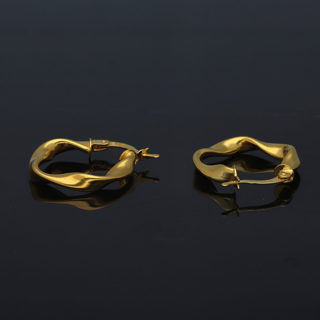Gold Soft Twist Hoop Earrings 21KT - FKJERN21KM11265