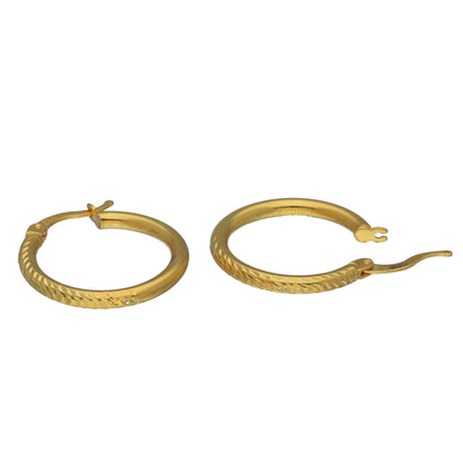 Gold Textured Detail Hoop Earrings 21KT - FKJERN21KM11266