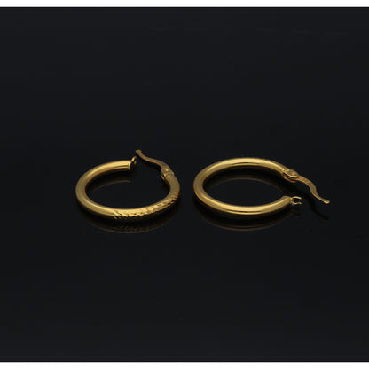 Gold Textured Detail Hoop Earrings 21KT - FKJERN21KM11266