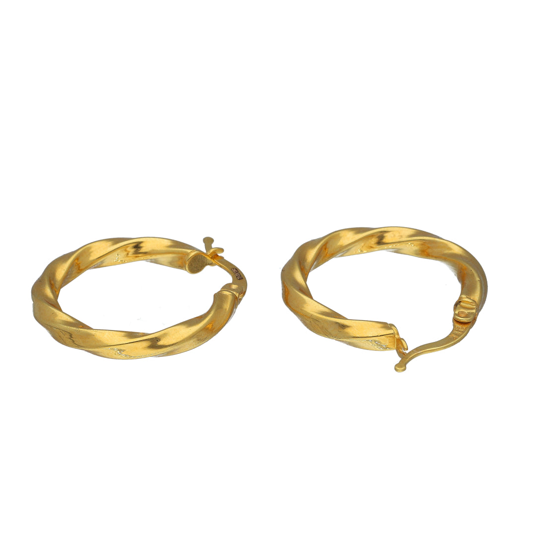 Gold Twist Design Hoop Earrings 21KT - FKJERN21KM11267