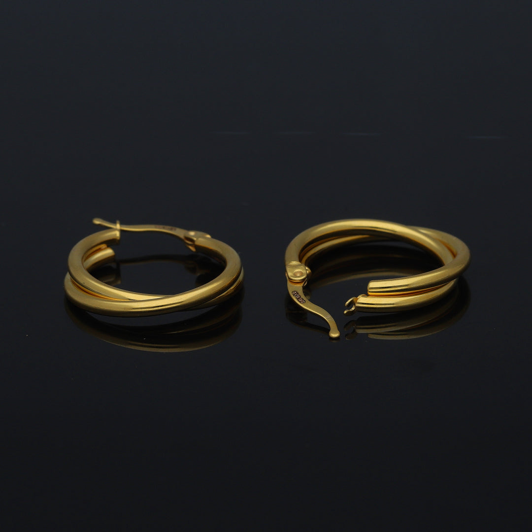 Gold Stylish Layered Hoop Earrings 21KT - FKJERN21KM11269