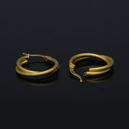 Gold Stylish Layered Hoop Earrings 21KT - FKJERN21KM11269