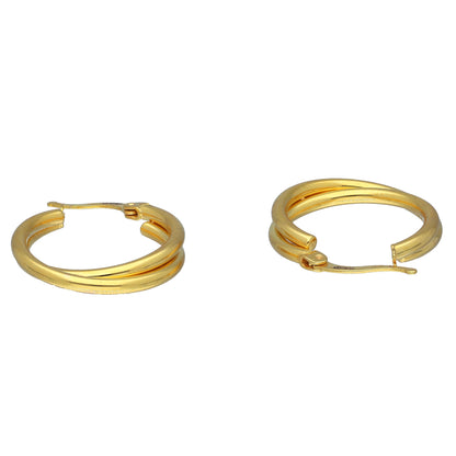 Gold Stylish Layered Hoop Earrings 21KT - FKJERN21KM11269