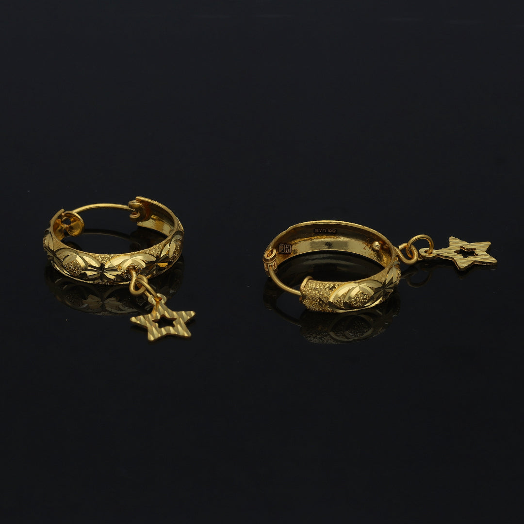 Gold Star Drop Earrings 21KT - FKJERN21KM11271