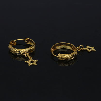 Gold Star Drop Earrings 21KT - FKJERN21KM11271