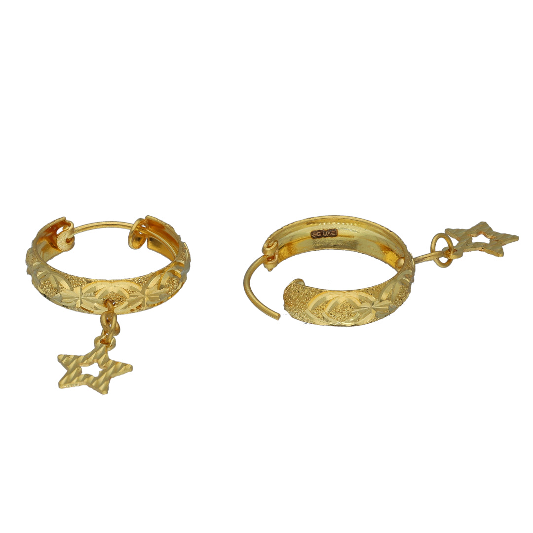 Gold Star Drop Earrings 21KT - FKJERN21KM11271