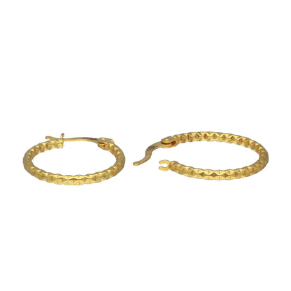 Gold Patterned Hoop Earrings 21KT - FKJERN21KM11274