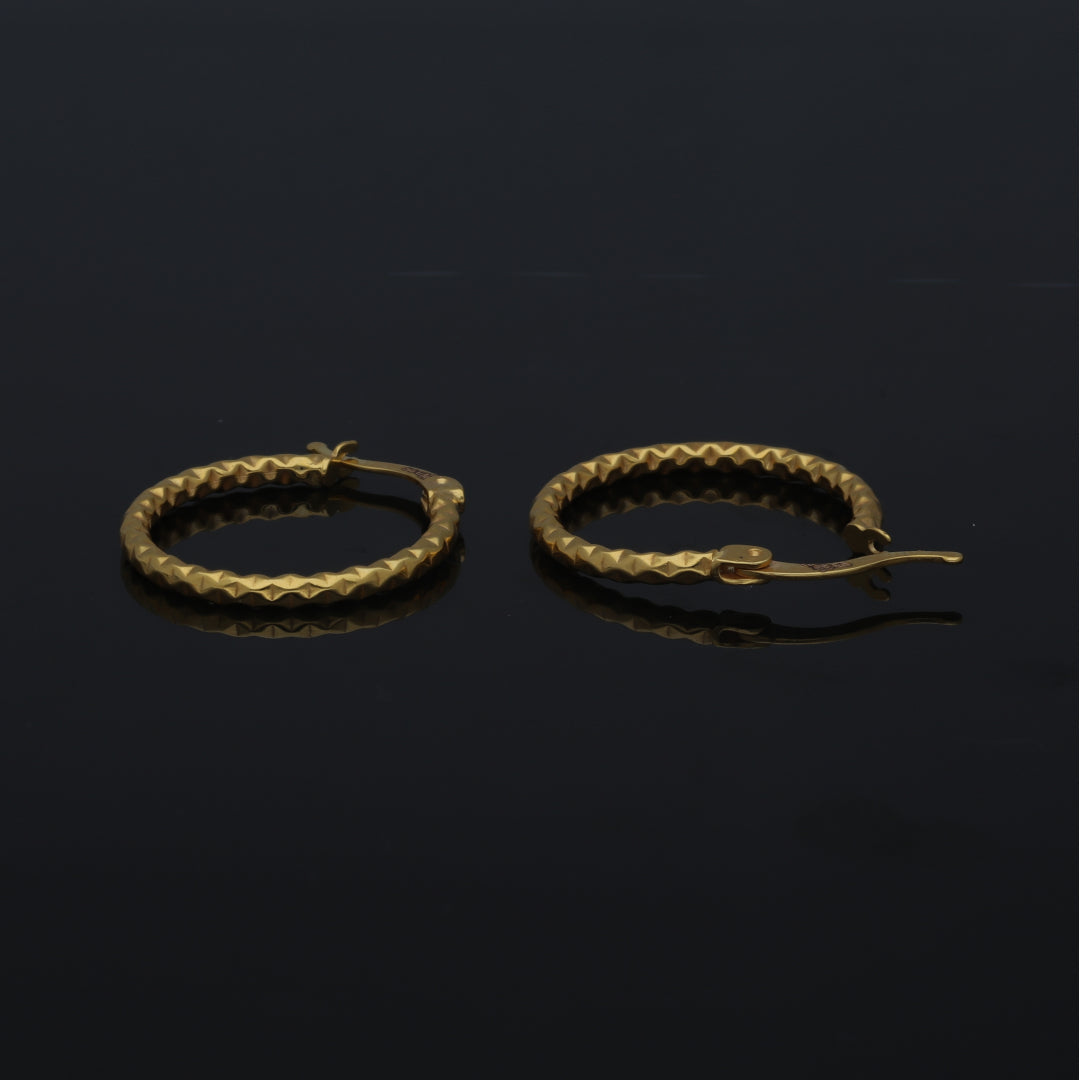 Gold Patterned Hoop Earrings 21KT - FKJERN21KM11274