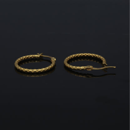 Gold Patterned Hoop Earrings 21KT - FKJERN21KM11274