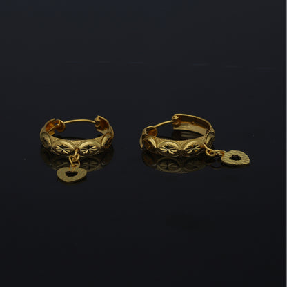 Gold Charm Drop Earrings 21KT - FKJERN21KM11275