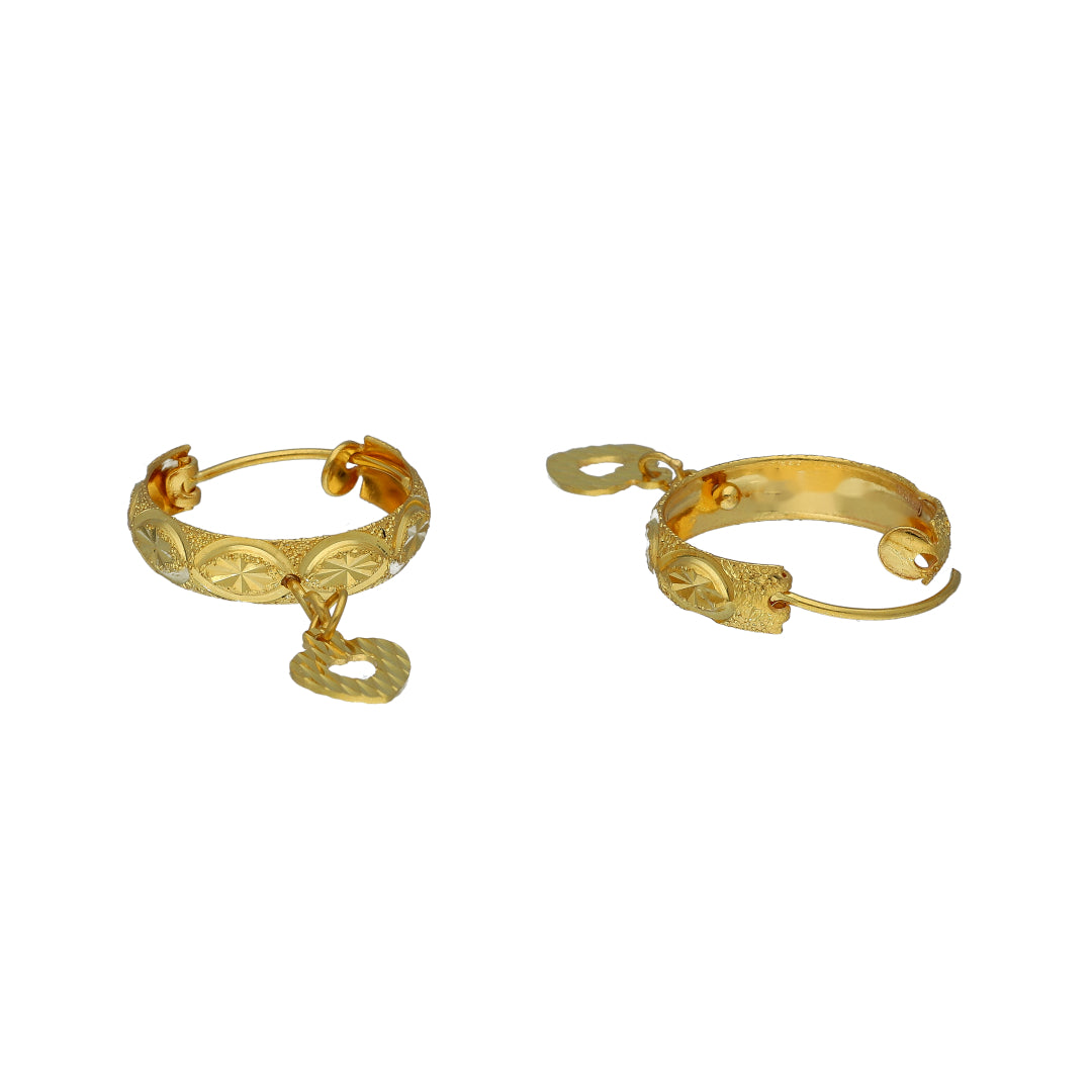 Gold Charm Drop Earrings 21KT - FKJERN21KM11275