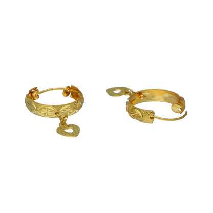 Gold Charm Drop Earrings 21KT - FKJERN21KM11275