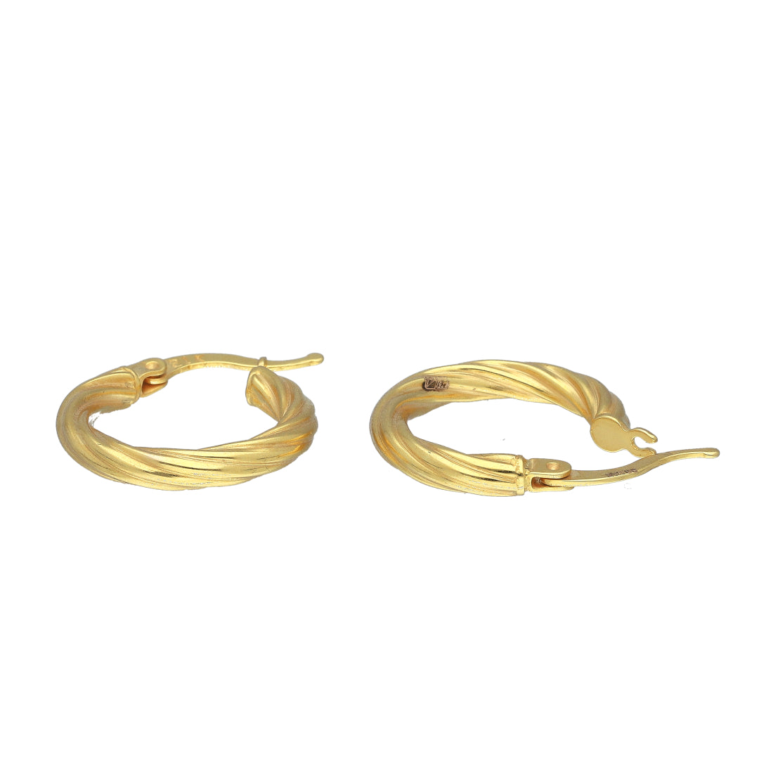 Gold Textured Twist Hoop Earrings 21KT - FKJERN21KM11277