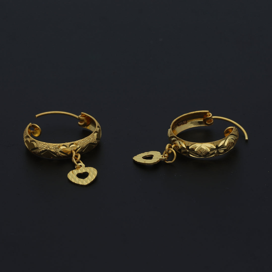 Gold Dangling Charm Earrings 21KT - FKJERN21KM11374