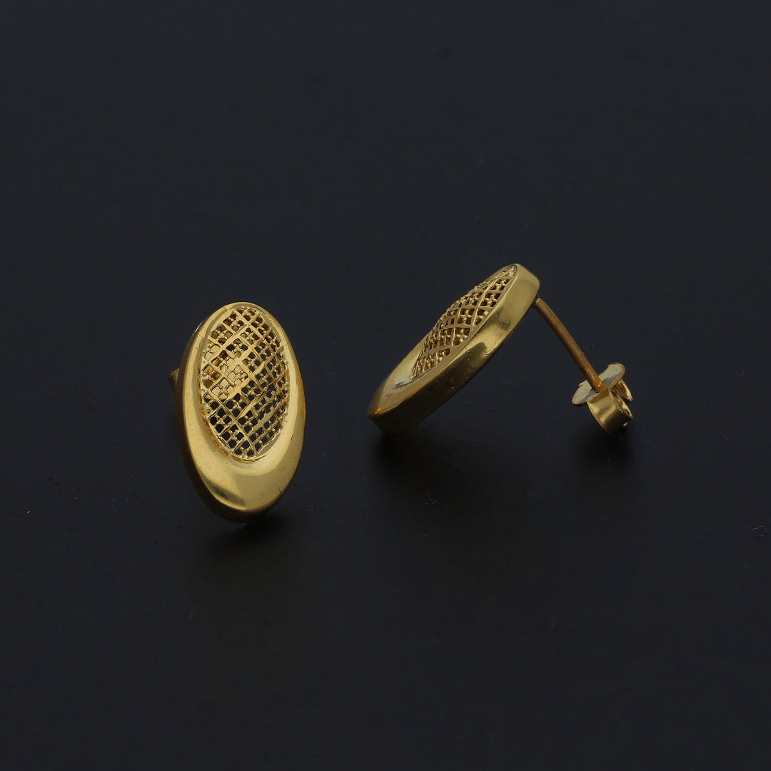 Gold Oval Mesh Earrings 21KT - FKJERN21KM11375