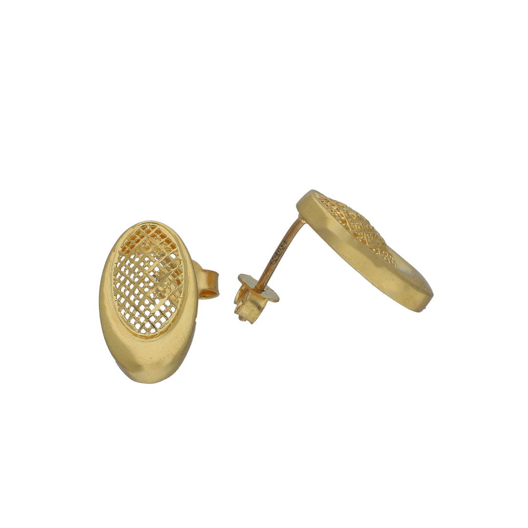 Gold Oval Mesh Earrings 21KT - FKJERN21KM11375