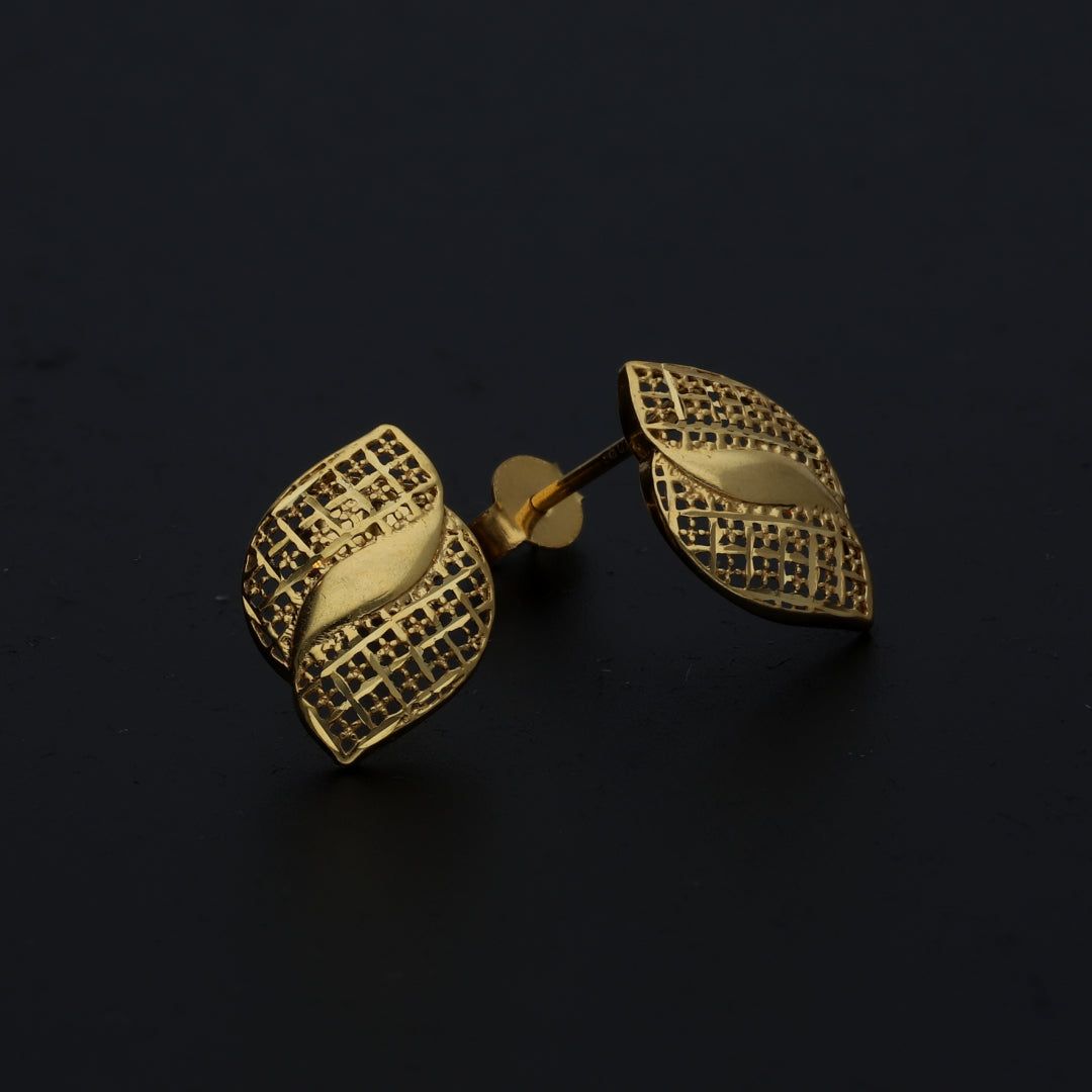 Gold Classic Leaf Earrings 21KT - FKJERN21KM11376