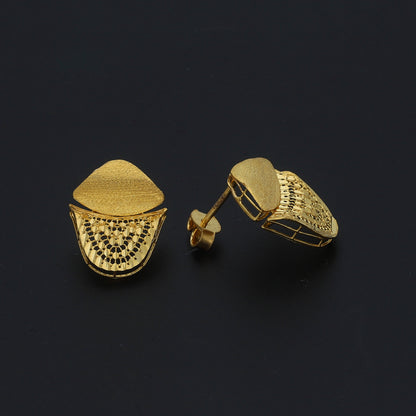 Gold Textured Earrings 21KT - FKJERN21KM11379