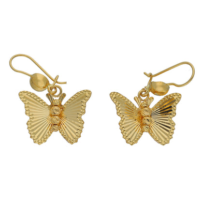 Gold Textured Butterfly Earrings 21KT - FKJERN21KM11380