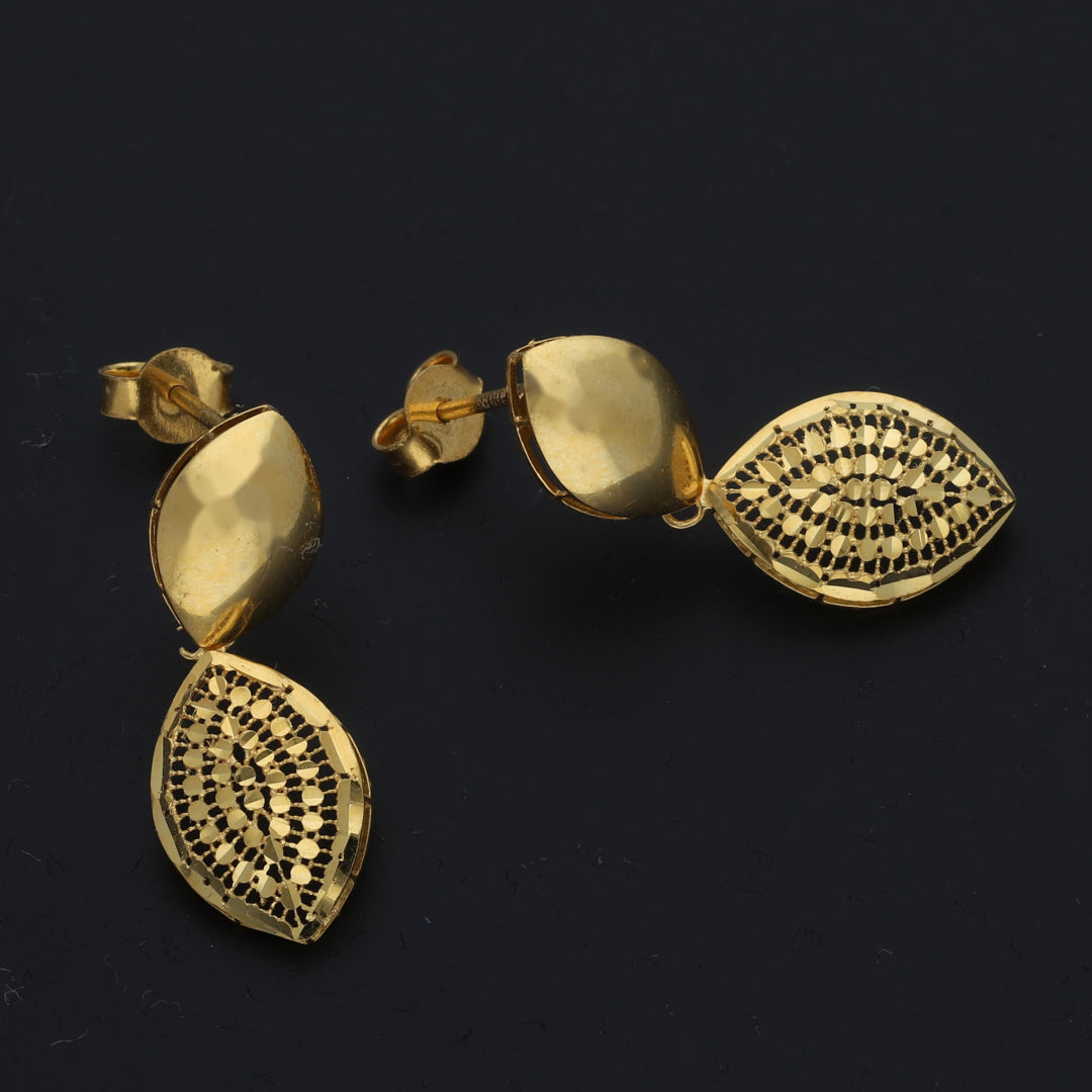 Gold Leaf Drop Earrings 21KT - FKJERN21KM11381