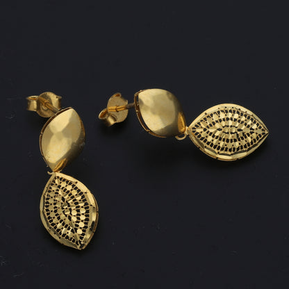 Gold Leaf Drop Earrings 21KT - FKJERN21KM11381