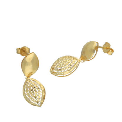 Gold Leaf Drop Earrings 21KT - FKJERN21KM11381