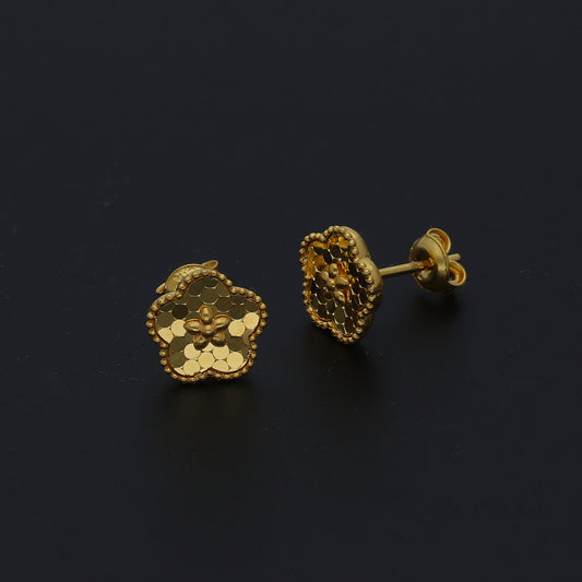 Gold Flower Earrings 21KT - FKJERN21KM11384