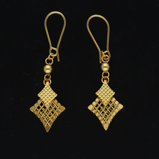 Gold Geometric Drop Earrings 21KT - FKJERN21KM11385