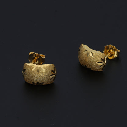 Gold Textured Classic Earrings 21KT - FKJERN21KM11387