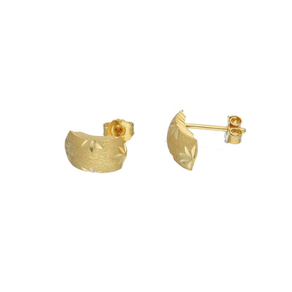 Gold Textured Classic Earrings 21KT - FKJERN21KM11387