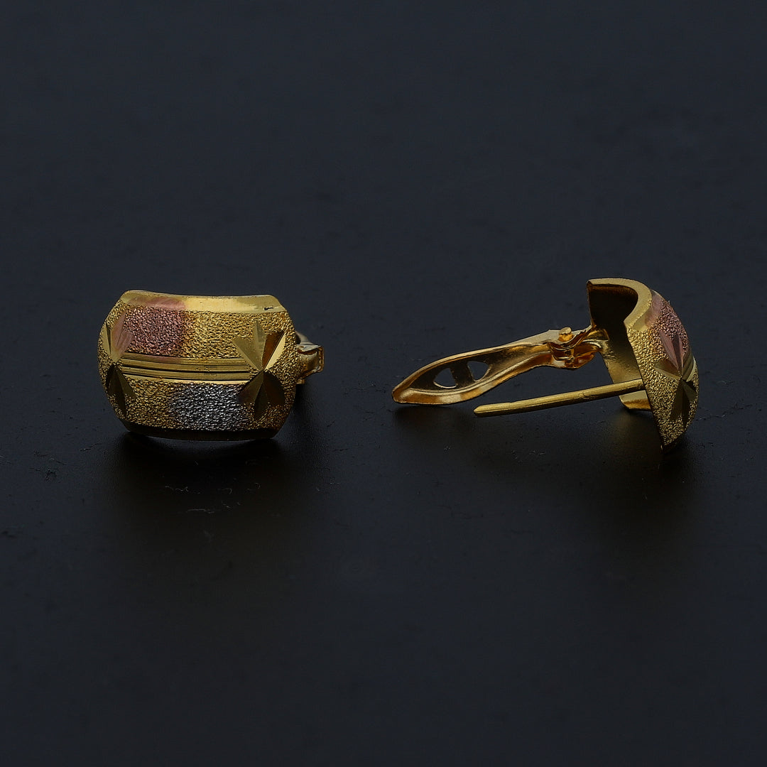 Gold Two Tone Pattern Earrings 21KT - FKJERN21KM11393