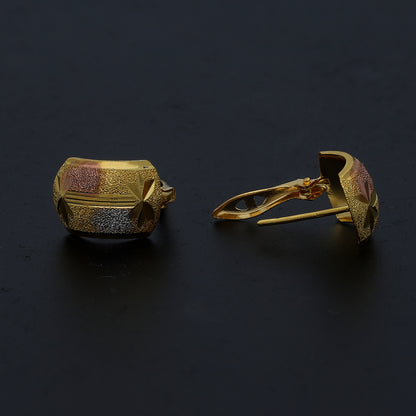 Gold Two Tone Pattern Earrings 21KT - FKJERN21KM11393
