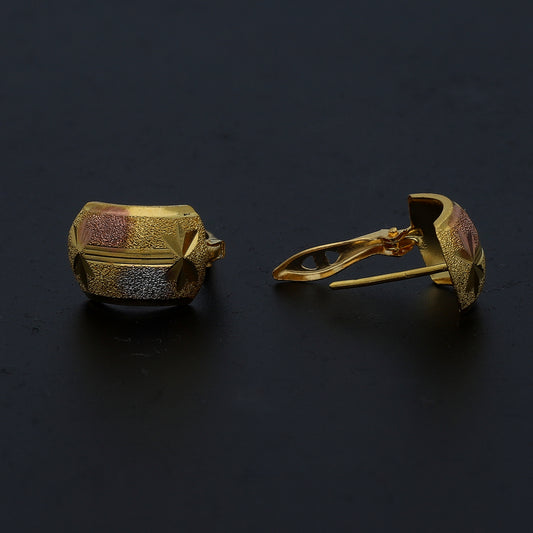 Gold Two Tone Pattern Earrings 21KT - FKJERN21KM11393
