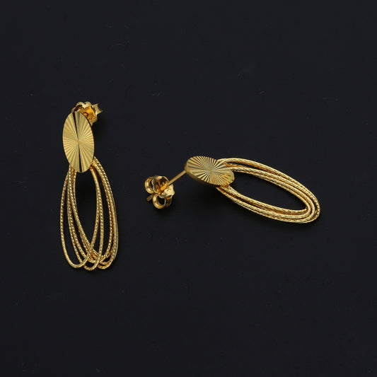 Gold Loop Drop Earrings 21KT - FKJERN21KM11395