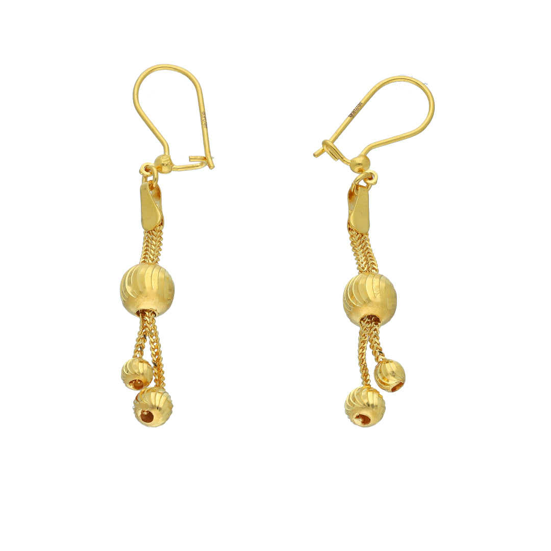 Gold Bead Drop Earrings 21KT - FKJERN21KM11396