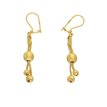 Gold Bead Drop Earrings 21KT - FKJERN21KM11396