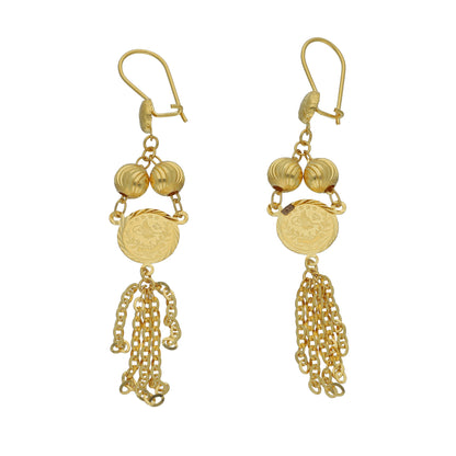 Gold Chain Tassel Earrings 21KT - FKJERN21KM11398