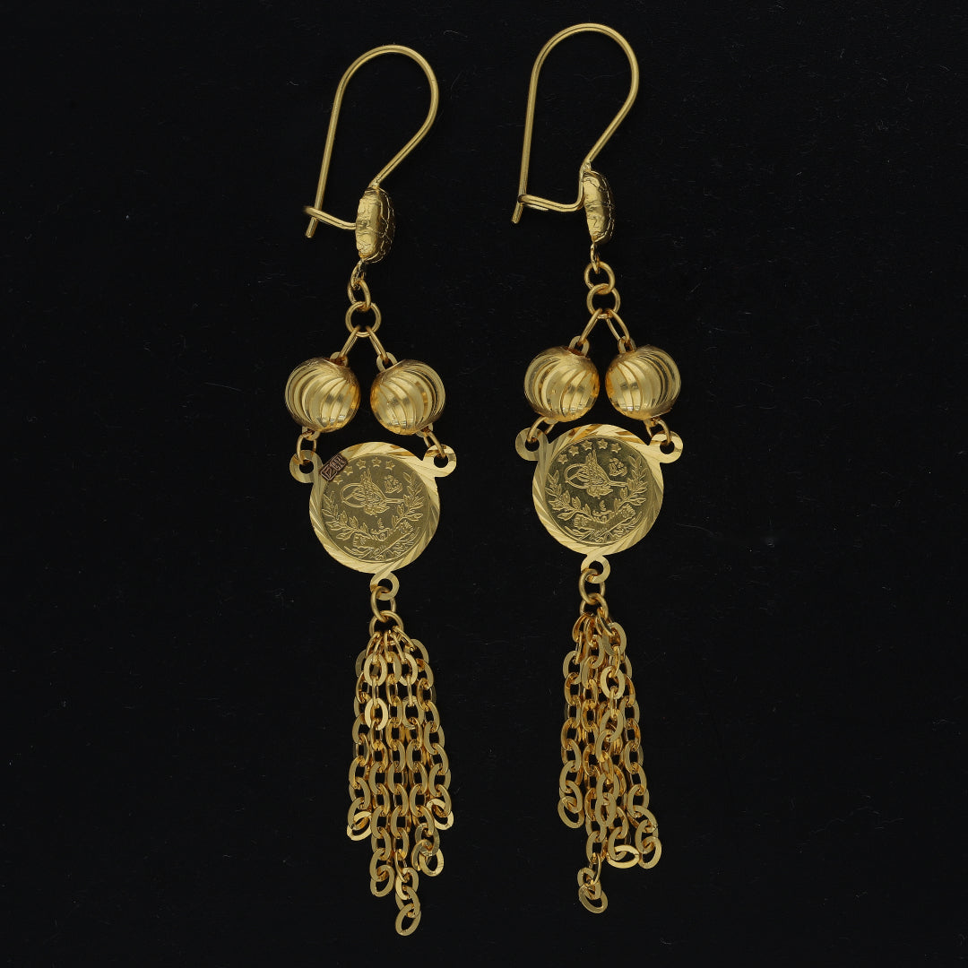 Gold Chain Tassel Earrings 21KT - FKJERN21KM11398